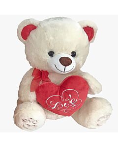Λούτρινο Αρκουδάκι Μπεζ με Καρδιά 45 εκατοστά