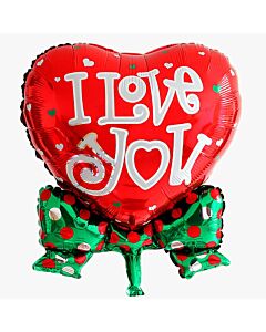 Μπαλόνι foil 36 ιντσών καρδιά κόκκινη με φιόγκο I Love You