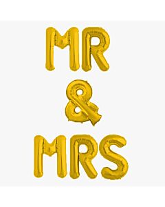 Μπαλόνια mr & mrs γράμματα 85cm χρυσού χρώματος