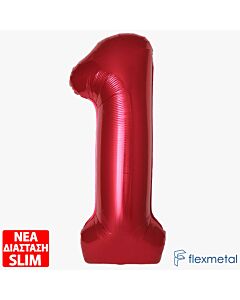 Μπαλόνι αριθμός Νο 1 Κόκκινο 86 cm για ήλιο (Συσκευασμένο)