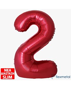 Μπαλόνι αριθμός Νο 2 Κόκκινο 86 cm για ήλιο (Συσκευασμένο)