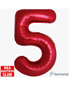 Μπαλόνι αριθμός Νο 5 Κόκκινο 86 cm για ήλιο (Συσκευασμένο)