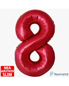 Μπαλόνι αριθμός Νο 8 Κόκκινο 86 cm για ήλιο (Συσκευασμένο)