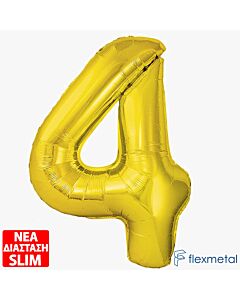 Μπαλόνι Αριθμός Νο 4 Χρυσό 86 cm Για Ήλιο (Συσκευασμένο)