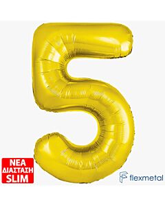 Μπαλόνι Αριθμός Νο 5 Χρυσό 86 cm Για Ήλιο (Συσκευασμένο)