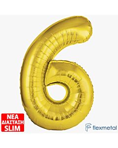 Μπαλόνι Αριθμός Νο 6 Χρυσό 86 cm Για Ήλιο (Συσκευασμένο)