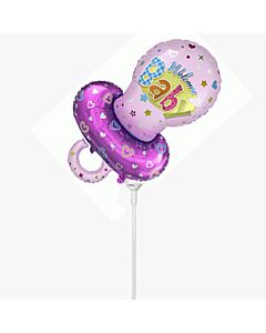 Μπαλόνια πιπίλα ροζ welcome baby 25 εκατοστά minishape