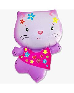 Μπαλόνι Γάτα Ροζ που φοράει μπλουζάκι με σχέδια - 83 Εκατοστά