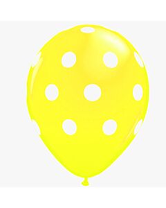 Μπαλόνια 12 ιντσών πουά κίτρινο (15 τεμάχια)