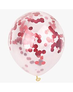 Μπαλόνι 18 ιντσών διάφανο γεμισμένο με κόκκινο κομφετί