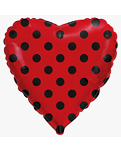 Μπαλόνια καρδιά κόκκινη με μαύρα πουά Minnie mouse 18 ιντσών