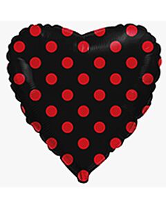 Μπαλόνια καρδιά μαύρη με κόκκινα πουά Minnie mouse 18 ιντσών