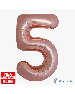 Μπαλόνι αριθμός Νο 5 Rosegold 86 cm για ήλιο (Συσκευασμένο)