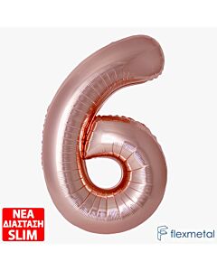 Μπαλόνι αριθμός Νο 6 Rosegold 86 cm για ήλιο (Συσκευασμένο)
