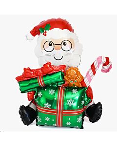 Μπαλόνι Άγιος Βασίλης 3D που κρατάει κουτί με δώρα (Φουσκώνει με αέρα) - 47 εκατοστά - Συσκευασμένο