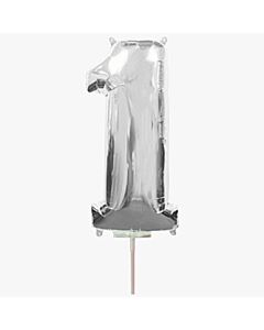 Μπαλόνια foil ασημί minishape νούμερο 1 (40 εκατοστά)