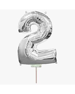 Μπαλόνια foil ασημί minishape νούμερο 2 (40 εκατοστά)