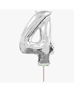 Μπαλόνια foil ασημί minishape νούμερο 4 (40 εκατοστά)