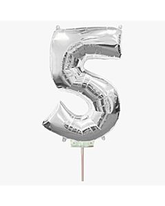 Μπαλόνια foil ασημί minishape νούμερο 5 (40 εκατοστά)