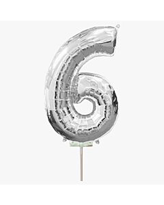 Μπαλόνια foil ασημί minishape νούμερο 6 (40 εκατοστά)