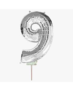 Μπαλόνια foil ασημί minishape νούμερο 9 (40 εκατοστά)