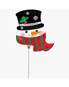 Μπαλόνι foil minisahape Anagram χιονάνθρωπος με κασκόλ και καπέλο μαύρο