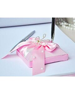 Βάση για στυλό &amp; στυλό inox γραφής βιβλίου ευχών (Ροζ)