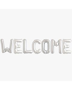 Μπαλόνια Welcome γράμματα 85cm ασημί χρώματος