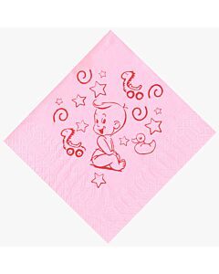 Χαρτοπετσέτες ροζ τυπωμένες με μωράκι & σχέδια (100 Τεμάχια)