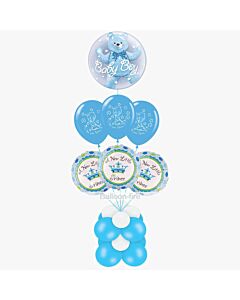 Διπλό μπαλόνι με αρκουδάκι μέσα 3 foil και 3 latex μπαλόνια με ήλιο σε μεγάλη βάση κωδικός Ζ2